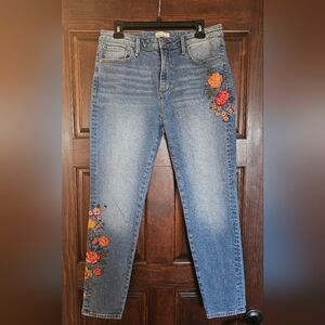 Driftwood Jackie High Rise Floral Embroidered Jeans Women's Size 29